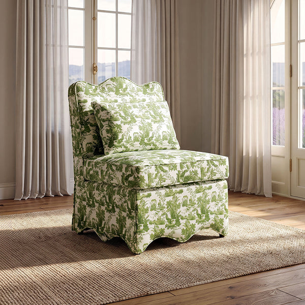 Hemsworth Accent Chair – Toile De Jouy Olive Green/White