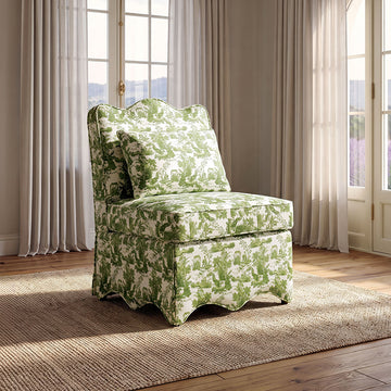 Hemsworth Accent Chair – Toile De Jouy Olive Green/White