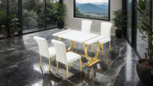 Holstebro 5 Pc 60" Dining Table Set – Gold/White