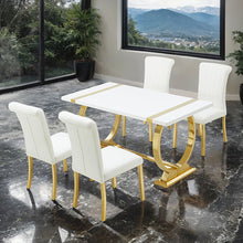 Holstebro 5 Pc 60" Dining Table Set – Gold/White