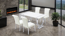 Holstebro 5 Pc 60" Dining Table Set – Silver/White