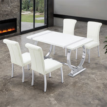 Holstebro 5 Pc 60" Dining Table Set – Silver/White
