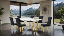 Holbaek 7 Pc 80" Dining Table Set – Black/Gold