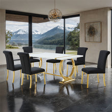 Holbaek 7 Pc 80" Dining Table Set – Black/Gold