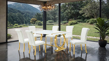 Holbaek 7 Pc 80" Dining Table Set – Gold/White