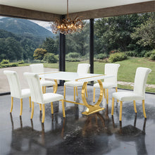 Holbaek 7 Pc 80" Dining Table Set – Gold/White
