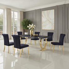 Horley 7 Pc Dining Table Set – Black/Gold