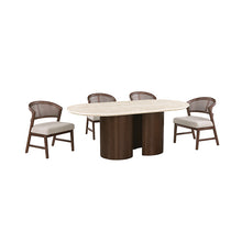 Narvik 5 Pc Dining Table Set – Light Beige/Walnut