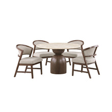 Cirava 5 Pc Dining Table Set – Light Beige/Walnut