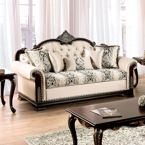 Yucatan Sofa & Loveseat Set – Dark Cherry/Beige