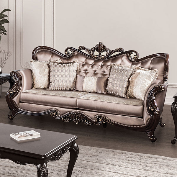 Albacete Sofa & Loveseat Set – Dark Cherry/Brown