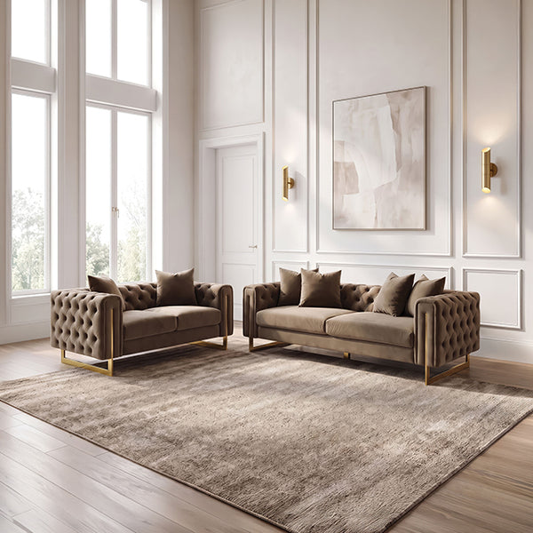 Avara Sofa + Loveseat – Warm Mink Brown