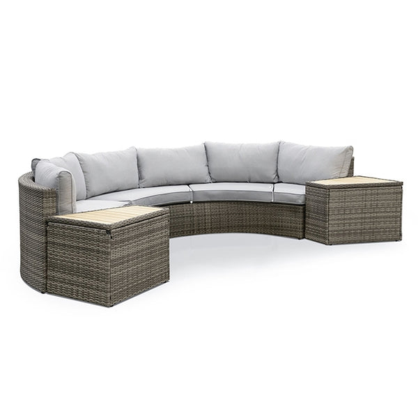 Barbuda 6 Pc Sectional Sofa w/ 2 End Tables – Natural/Gray
