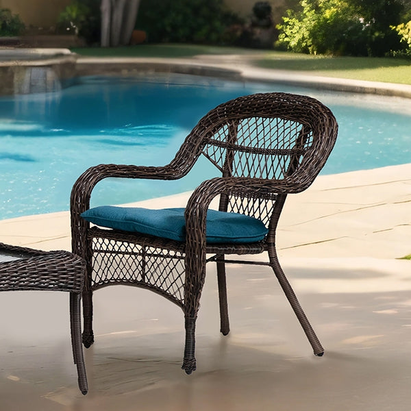 Oliveri Wicker Stacking Chair - 2Pc/Stack – Blue/Brown
