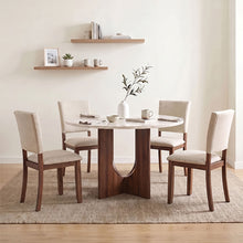Oberto 5 Pc Dining Table Set – White/Walnut/Beige