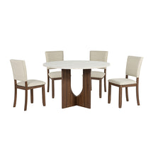 Oberto 5 Pc Dining Table Set – White/Walnut/Beige