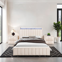 Farese Queen Bed w/ 2 Nightstands – Beige