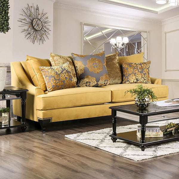 Viscontti Sofa & Loveseat Set – Gold/Gray