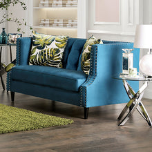Azuletti Sofa & Loveseat Set – Dark Teal/Apple Green