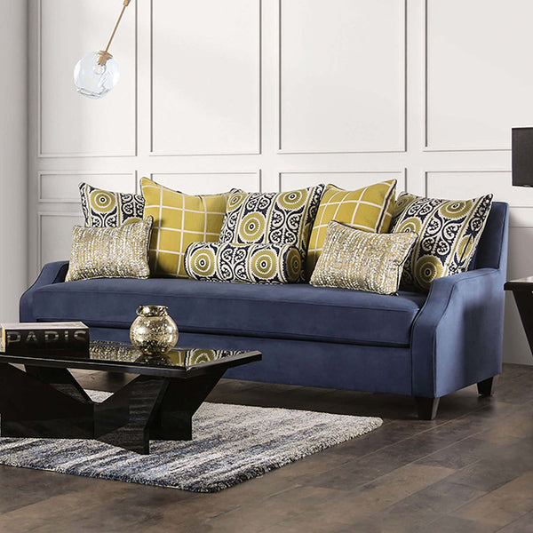 West Brompton Sofa & Loveseat Set – Navy/Yellow