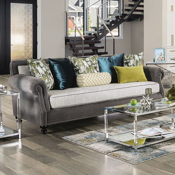 Mariella Sofa & Loveseat Set – Gray/Beige/Teal/Olive