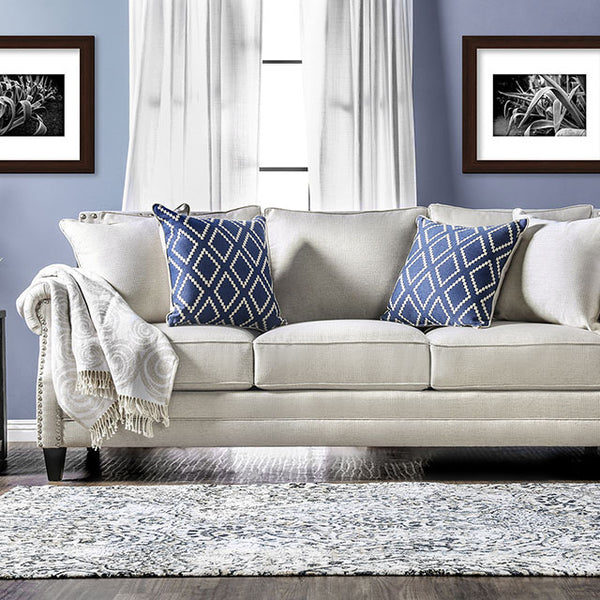 Giovanni Sofa & Loveseat Set – Beige/Blue