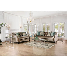 Elicia Sofa & Loveseat Set – Champagne/Turquoise