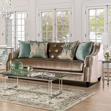 Elicia Sofa & Loveseat Set – Champagne/Turquoise