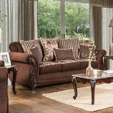 Tabitha Sofa & Loveseat Set – Brown/Gold