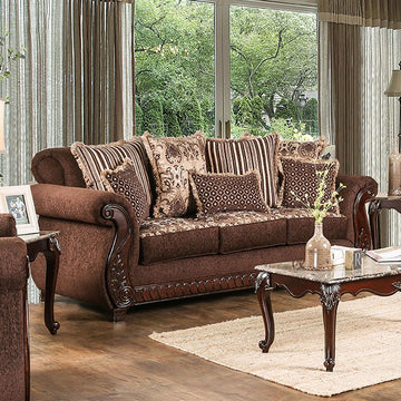 Tabitha Sofa & Loveseat Set – Brown/Gold