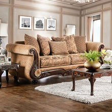 Nicanor Sofa & Loveseat Set – Tan/Gold