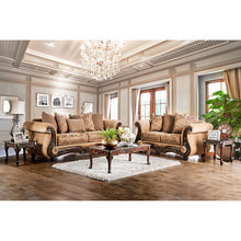 Nicanor Sofa & Loveseat Set – Tan/Gold