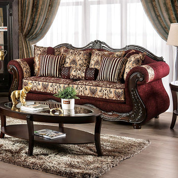Matteo Sofa & Loveseat Set – Burgundy/Brown