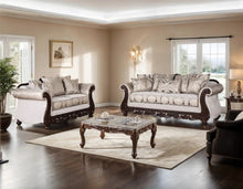 Catalonia Sofa & Loveseat Set – Dark Cherry/Beige