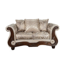 Fasciano Oversized Sofa + Loveseat – Beige Tan/Dark Cherry