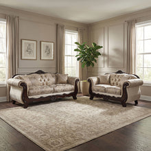 Paolini Oversized Sofa + Loveseat – Light Brown/Dark Cherry