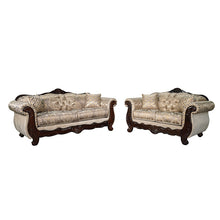 Paolini Oversized Sofa + Loveseat – Light Brown/Dark Cherry