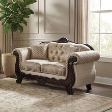 Paolini Oversized Sofa + Loveseat – Light Brown/Dark Cherry