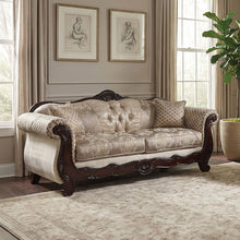 Paolini Oversized Sofa + Loveseat – Light Brown/Dark Cherry