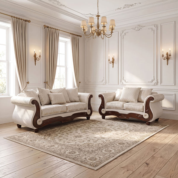 Sodaro Oversized Sofa + Loveseat – Dark Cherry/Ivory