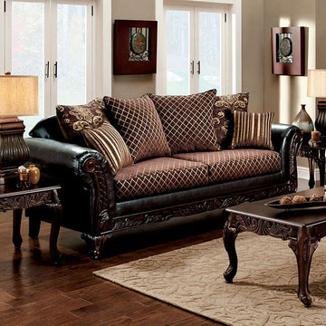 San Roque Sofa & Loveseat Set – Brown/Espresso/Dark Cherry
