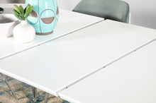 Heather - Oval Dining Table With Hairpin Legs - Matte White and Chrome