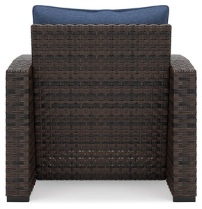 Windglow - Blue / Brown - Lounge Chair With Cushion