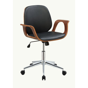 Camila - Office Chair - Black PU & Walnut - 39"