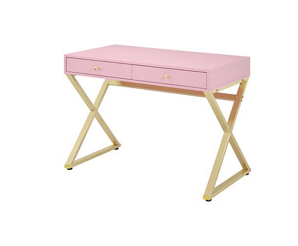 Coleen - Vanity Desk - Pink & Gold Finish - 31