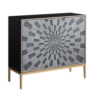 Quilla - Accent Table - Black, Gray & Brass Finish