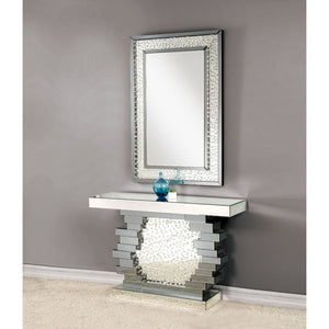 Nysa - Accent Table - Mirrored & Faux Crystals - Wood - 32"