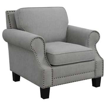 Sheldon - Upholstered Chair With Rolled Arms - Grey