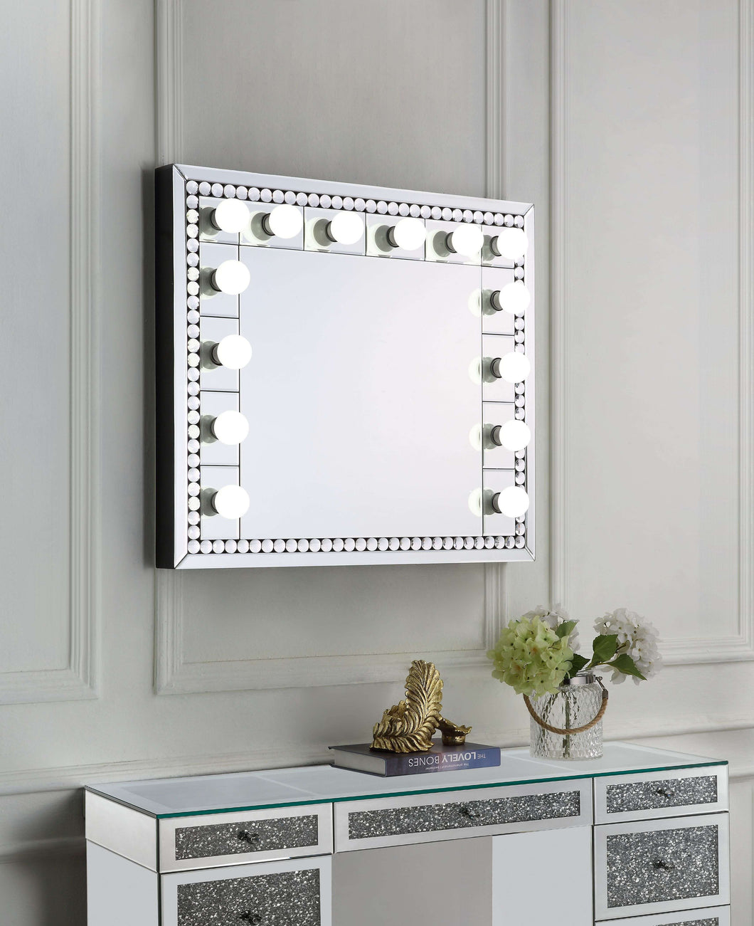 Farai - Wall Decor - Mirrored & Faux Crystal Diamonds - 28