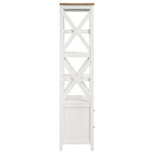 Angela - 4-Shelf Wooden Media Tower With Drawers - Brown And White